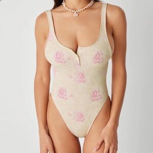 Frankie's Bikinis Cream Bodysuit